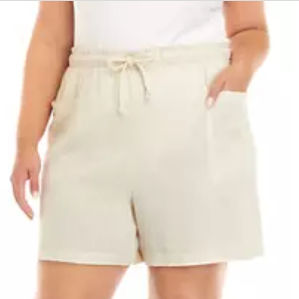 Wonderly Women's Linen Blend Tan Casual Shorts | Size: 1X